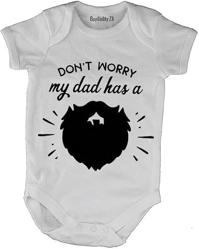 Don't Worry - My Dad has a Beard - Baby Grow 12-18 months White Short Sleeve