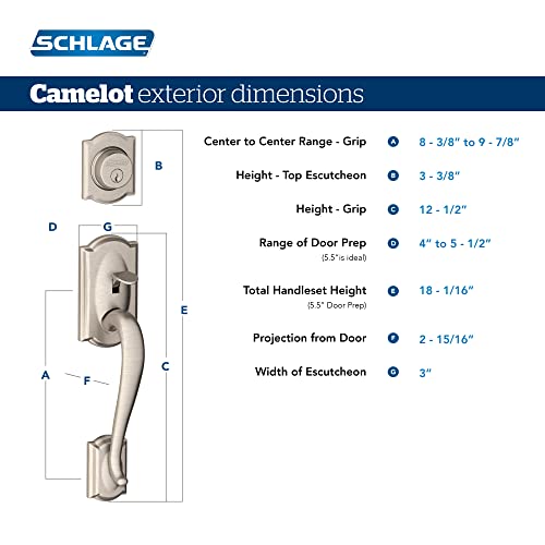 Image of Schlage F60 V CAM 716 GEO Camelot Front Entry Handleset with Georgian Knob, Deadbolt Keyed 1 Side, Aged Bronze