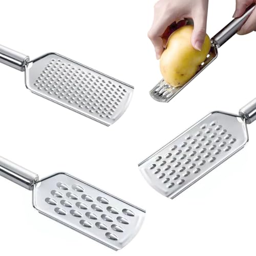 3 Stück Kleine Reibe, Edelstahl Mini Reibe Klein, Handreibe Edelstahl, Käsereibe, Obst- Und Gemüsereibe, Schäler Melonenschäler, Küchenreibe, Parmesanreibe, Cheese Grater für GemüSe, Obst, KäSe