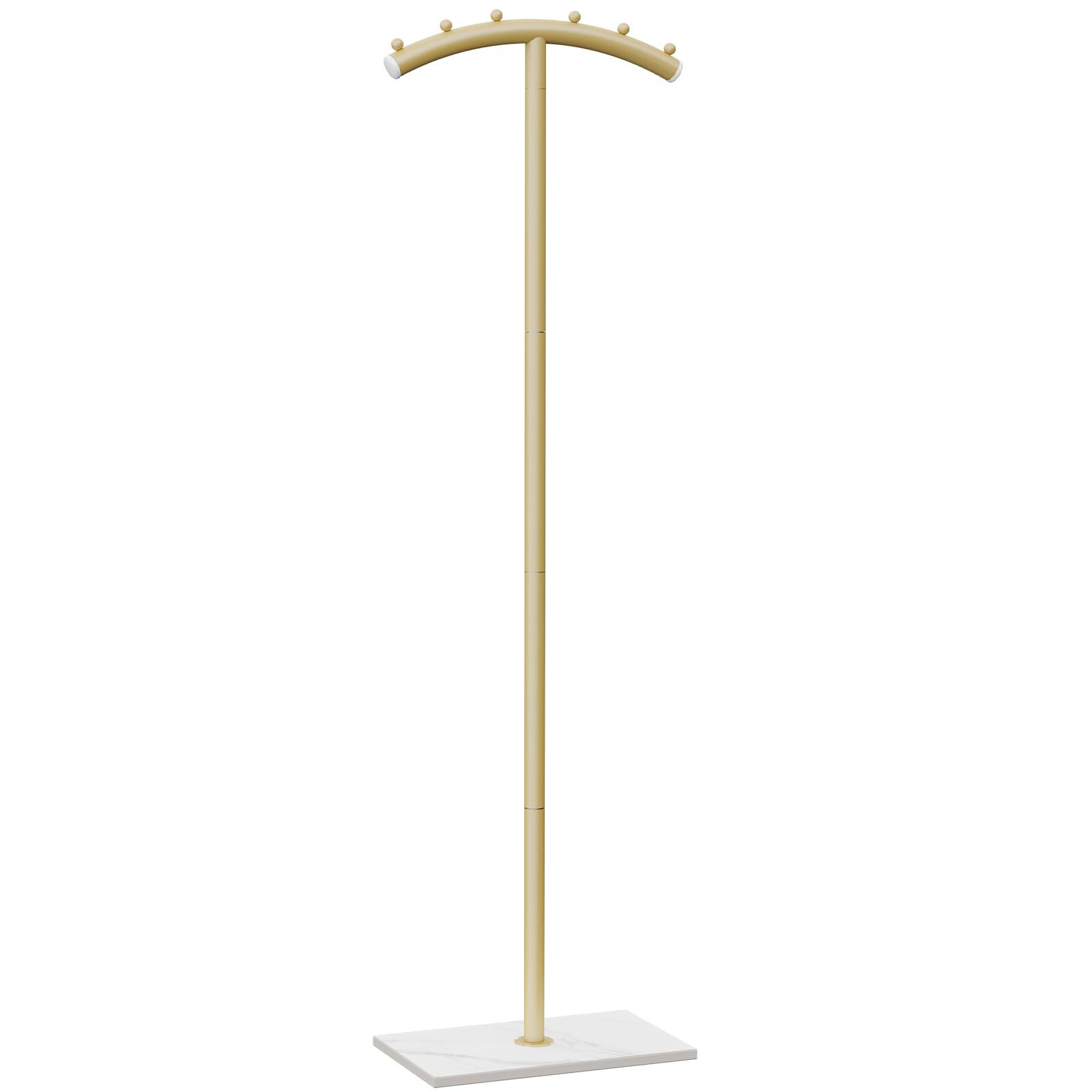 Métal Porte Manteau, Portemanteau sur Pieds Avec Nœuds Métalliques Anti-Glissement, Portant à Vêtements avec Dalles de Roche Lourdes, pour Entrée, Salon, Chambre, Bureau, 175cm, Doré