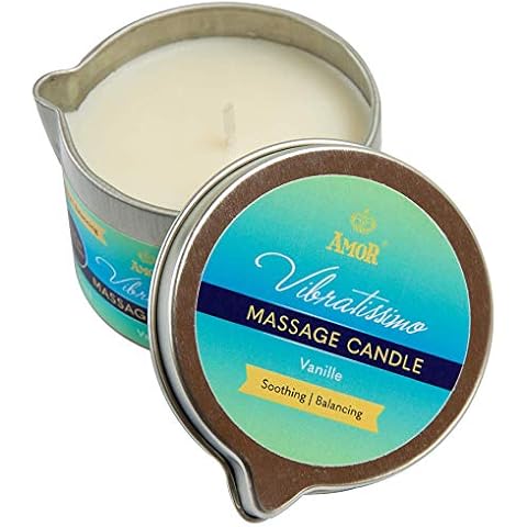 VIBRATISSIMO Massagekerze Vanille 100ml I Kerze mit Vanille Duft I Kerze Entspannung I aus natürlichen Rohstoffen & mit Kokosöl I für empfindliche Haut geeignet I Massage Candle Cover