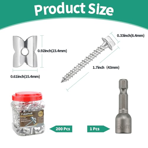 304 Stainless Steel Fence Staples, 200 pcs Reusable Fence Nails for Softwood, Fence Fasteners with Wire Fixer for Mesh and Woven Fencing by Yuuchail - Image 3