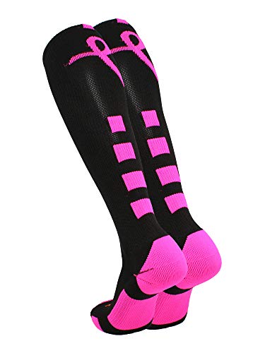 Baseline Pink Ribbon Breast Cancer Awareness Socks for Football Baseball Softball for Boys Girls Men Women Over the Calf2