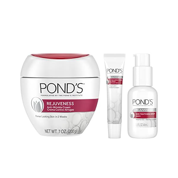 Pond's Skin Care Regimen Pack Anti-Aging Face Moisturizer, Eye Cream, and Face Serum Rejuveness With Vitamin B3 and…