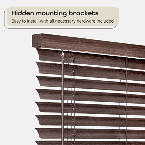 Image of PowerSellerUSA Achim Home Furnishing Cordless GII Luna 2 inch Slat Mahogany Venetian Window Blinds 39 inch W x 64 inch L