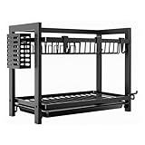Weida | Escurridor de Platos 2 Niveles en Acero Negro | Estantería Multifuncional para Platos y Utensilios | Tamaño Compacto | Ideal para Cocinas Pequeñas (1, 43cm-39cm-23.5cm)