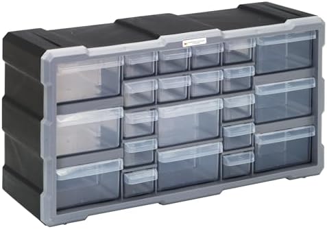 Quantum Storage PDC-22BK Clear Plastic Parts Storage Hardware and Craft Drawer Cabinet, 22 Drawers