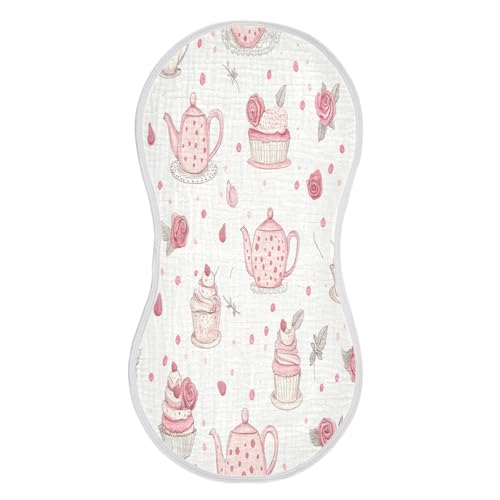 Cups and Strawberries Burp Cloths Cotton Baby Washcloths,Large 22x11in Burping Cloth Absorbent and Soft for Newborn Baby Boys and Girls,2 Pack