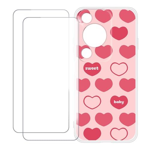 UOGNADGD Screen Protector and Case for Nova Y63 4G - Pink Heart