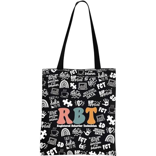 GJTIM Registered Behavior Technician Gift RBT Gift Behavior Therapist Zipper Pouch Makeup Bag for ABA BCBA Behavior Analyst (RBT BLK Tote)