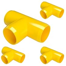 FORMUFIT 1" Tee Furniture Grade PVC Fitting in Yellow, Made in USA, UV-Resistant, Impact-Proof, 1.315 Actual Socket Diameter Pack of 4 - F001TEE-YE-4