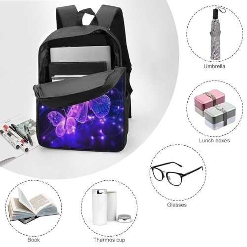 Sac à dos papillon 17 pouces pour l'école primaire et le collège avec imprimé 3D - 3