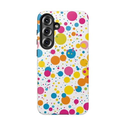 Coque Samsung S25 Plus résistante motif pois colorés fond blanc brillant antichoc