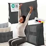 ELONEO Rückenkissen 100 cm breit, Keilkissen für Bett und Sofa geeignet, dreieckiges Lesekissen, Kissen mit abnehmbarem und waschbarem Bezug, mit praktischem Seitenfach