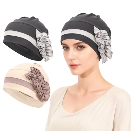 XEPST 2 Piezas Turbantes Africano para Mujer, Turbantes Gorros Oncologicos, Cancer Pañuelos Cabeza Mujer para Pérdida de Pelo