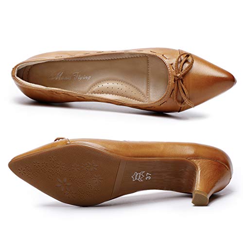 Image of Mona flying Women's Leather Elegant Bowknot Pointed Toe Dress Pumps Heels