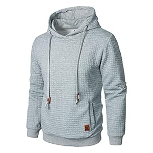 HOOD CREW Men’s Pullover Hooded Sweatshirts Plaid Jacquard Long Sleeve Drawstring Casual Hoodies