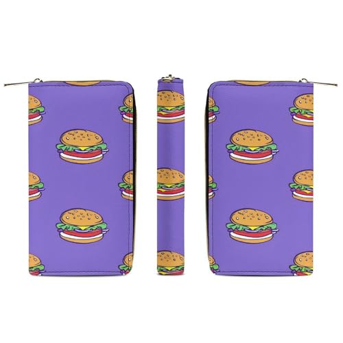 Hamburger Wristlet Wallets for Men Women Leather Purse Clutch Cute Card Holder3