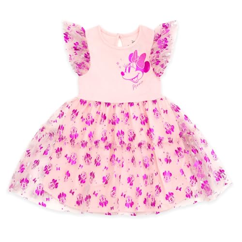 Disney Minnie Mouse Girls Tulle Ruffle Dress Toddler to Big Kid Sizes (2T - 10-12)