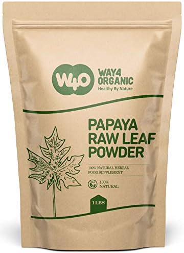Way4Organic Papaya Leaf Powder 16 Ounces(1 Pound), Dried from Fresh Green Leaves, Good to Make Tea, Juice Extract, 100% Leaves Powder(No Fruit, No Seeds)