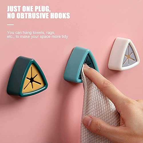 10PCS Self-Adhesive Tea Towel Holder, Triangles Wall Mounted Tea Towel Hooks Kitchen Hooks for Bathroom Kitchen and Home, No Drilling Required (White)
