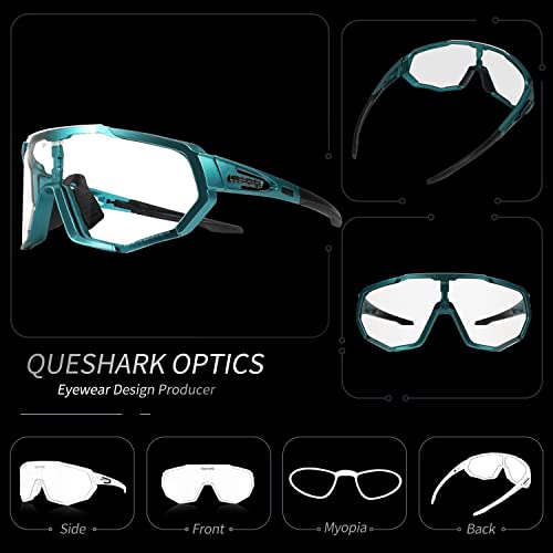Queshark Lunette Vélo Photochromique Homme Femme Tr90 Cadre Lunettes de Cyclisme VTT Anti-UV400 Lunette de Soleil Pour Vélo Pêche Course Conduite Pêche Ski - Image 5