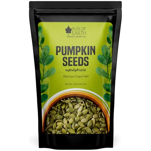 Bliss of Earth Peeled Pumpkin Seeds for Hair Growth Plant-Based Superfood Pumpkin Seeds for Eating Pie Smoothies & Salads High Protein Raw Dehulled Pumpkin kernels Magnesium & Zinc Rich 1kg