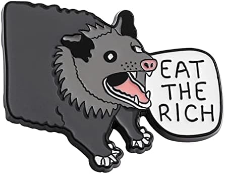 Eat the Rich Possum Enamel Pin Lapel Pins BadgeCute Animal Brooch Jewelry Accessory Anime Enamel Pin Brooch Collection for Clothes Bags Backpacks