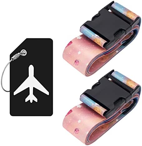 ZOUIQSS 2 Pack Adjustable Luggage Straps,Heavy Duty Suitcase Belts,Luggage Tag Travel Packing Straps with Quick Release Buckle(Smile)