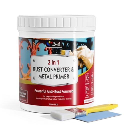 Image of DWIL Rust Converter and Metal Primer 𝟮 𝗶𝗻 𝟭, High-Flow Water-Based Rust Reformer for Metal, Low Odor Anti-Rust Coating for Car Chassis, Truck Frame, Fence, Railing, Tools and Equipment, 16 oz
