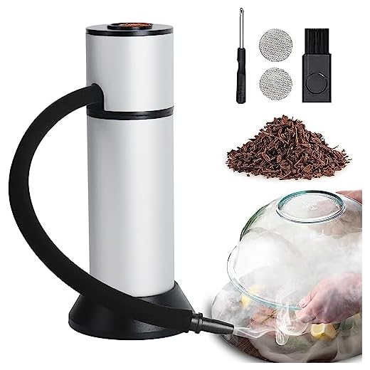 FrideMok Set de Ahumado con Pipa de Humo,Smoking Gun Portátil Cocina Molecular con Chips de Madera para Comida, Carnes, quesos, Bebidas - Plata