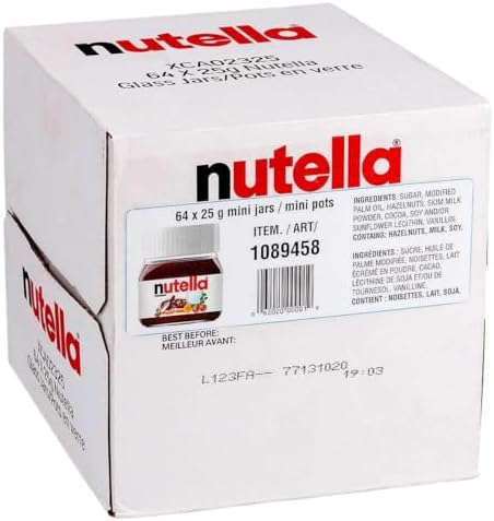 Nutella Hazelnut Spread with Cocoa Glass Jar.88 Ounce - 64 per case.