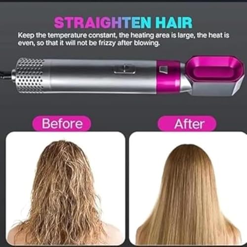 Image of Drumstone 15 πππππ πΎπππππππ 5-in-1 Hair Dryer Brush Styler for Women | Detachable Hot Air Styling Tool with Curler, Straightener, Volumizer & Comb for All Hair Types