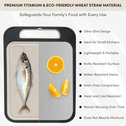 Tabla de cortar metálica de acero inoxidable de doble cara (34.93x24.89 cm), apta para lavavajillas, duradera e higiénica miniatura 4