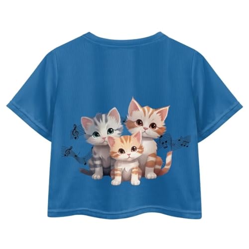 Image of Girl Crop Top Shirts for Summer Cute T Shirts Short Sleeve Tees for Kids 5-16