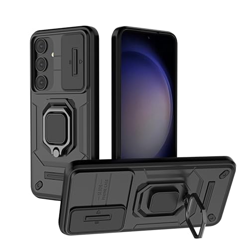 Image of SHINESTAR Tough Armor Samsung S24 5G Bumper Back Case Cover | Ring Holder & Sliding Camera Shield Cover | 360 Degree Protection Back Case Cover for Samsung Galaxy S24 5G (Black)