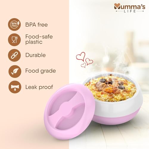 Image of Mumma's LIFE Insulated Casserole Hotpot /Chapati Box /Hot Case with Lid Thermoware Casserole (Pink, 1000ml X 2pcs)