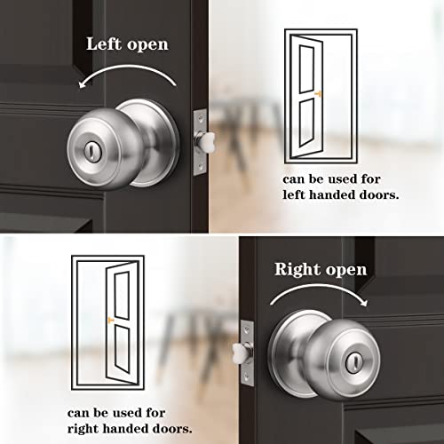 Probrico DL609SNBK-SG6PACK Privacy Interior Door Knobs Bed And Bath Handles Keyless Sain Nickel Locksets thumb #6