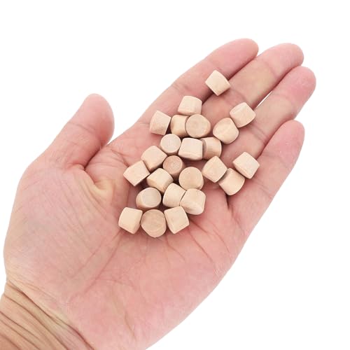 Image of uxcell 36Pcs Wood Button Plugs, 9mm /0.35 inch Flat Head Hardwood Screw Hole Plug Wooden Caps Buttons Wood Plug for Furniture Woodworking Craft Decor (10.5mm x 9mm)