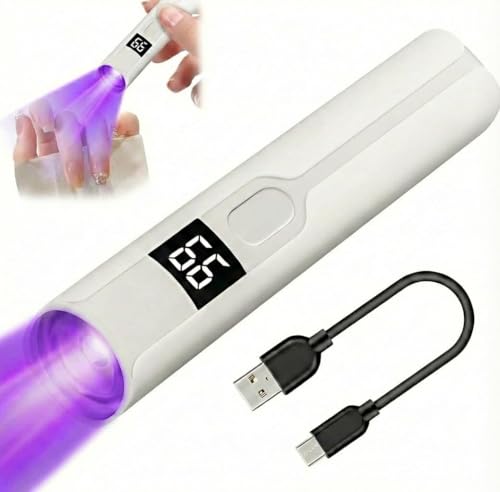 Voltvera Lámpara de Uñas UV de Mano, Secador de Uñas Portátil USB, Recargable Mini Lámpara de Uñas Led UV con 2 Temporizador, Lampara UV LED Uñas Regalo del Día de la Madre