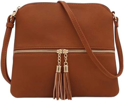 DELUXITY Lightweight Medium Crossbody Bag with Tassel | Lightweig...