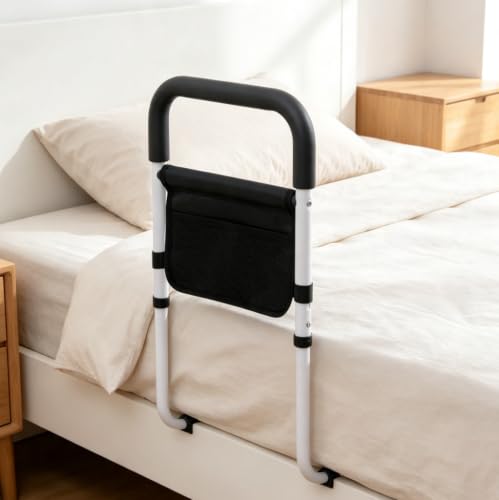 Image of Bed Rails for Elderly Adults, Adjustable Bed Assist Safety Guard Support Handle with Storage Pouch for Seniors & Patients - Fits All Beds (Clip on Bed)