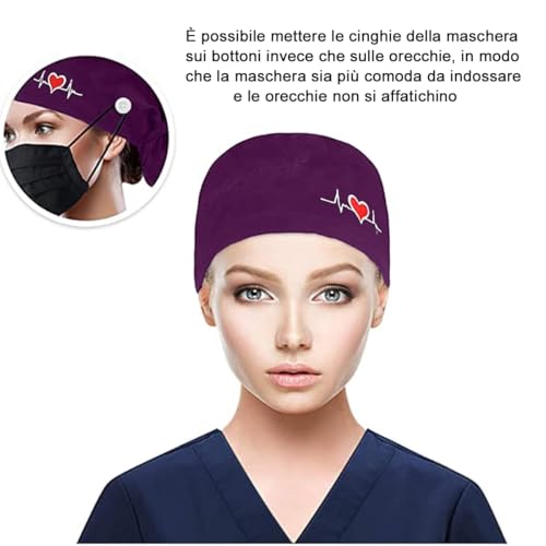 CUEMOON 4 Stück Op Haube Stoff OP Hauben Stoff Krankenschwester Zubehör, für Ärzten, Krankenschwestern, Zahnärzten, Pharmazeuten