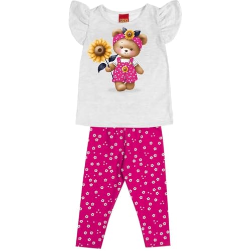 Conjunto Infantil Verão Menina Kyly 1 ao 3 (Cinza/Rosa, 3)