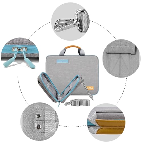 Image of ZINMARK Laptop Case 15.6 Inch Briefcase Military-Grade Protection with Detachable Belt Bag, Compatible All Model of 15-16 Inch MacBook Pro and Most Popular 15.6 Inch Notebooks Chromebooks (Gray&Blue)