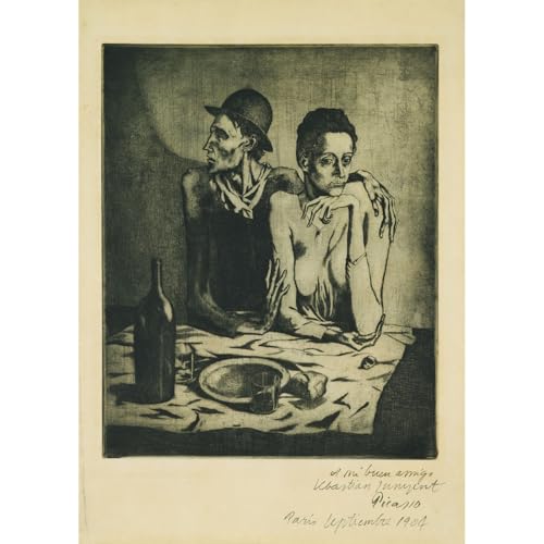 Impression sur toile Pablo Picasso Le Repas frugal 76x101 cm pour la decoration murale