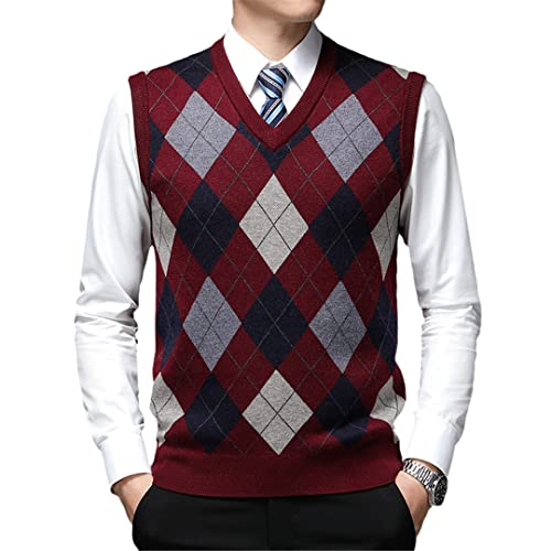Men Pullover Sweater V Neck Knit Vest Men Wool Sleeveless Casual Clothing