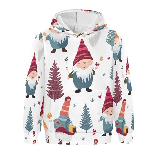 Kids Hoodies Sweaters Christmas Gnome Dwarfs Hooded Sweatshirts with Big Pockets for Boys Girls B0400017