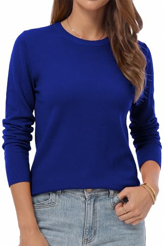Image of QUALFORT Women's Sweaters Long Sleeve Soft Lightweight Basic Knitted Pullover Sweater