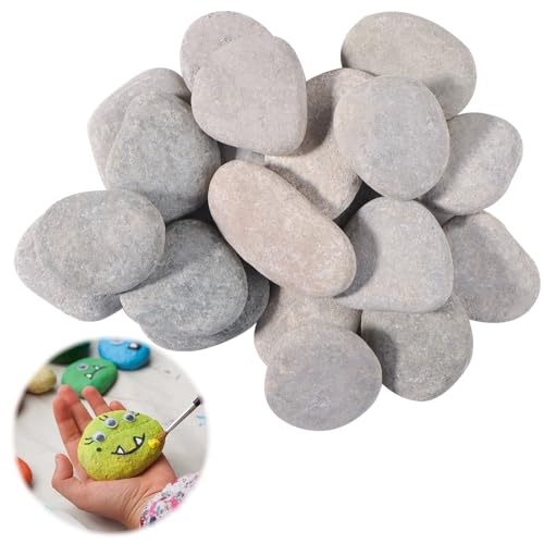 URHRHU Steine zum Bemalen 20 Stück Steinscheibe zum Deko 4-6cm Flache...